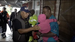 Fijian Prime Minister visits the Evacuation Centre at Bishop Kempthorne Memorial School in NewTown