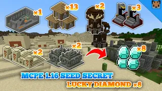 minecraft pe 1.16 seed secret - seed lucky diamond ×8 with desert temple & jungle temple, portal !!