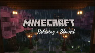 Minecraft Music + Rain & Thunder to relax & study 8 hours |Rainy space in the cherry blossom capital