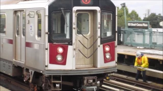 Flushing-Main St bound R188 7 Trains Passing 103rd St-Corona Plaza (MOW Train + Crane)