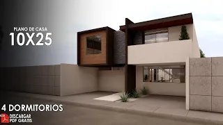 Plano de casa de 10x25 metros