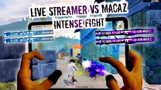 LIVE STREAMER YOUTUBER VS MACAZ | 1 VS 1 INTENSE FIGHT | IPAD PRO 90 FPS 4-FINGERS CLAW PUBG HANDCAM