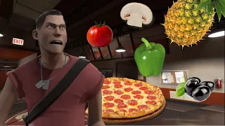 TF2 mercs argue over pizza toppings (Tf2 15.ai)