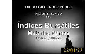 Análisis de Índices Bursátiles, Divisas, Bitcoin  y Materias Primas. 22/01/23