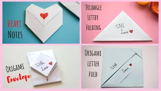 4 Easy Letter Folding Note | DIY Message Note | Letter Folding Ideas #loveletter