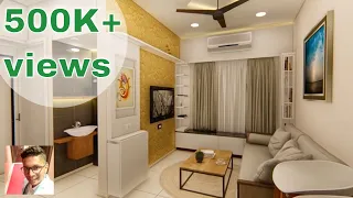 COMPACT 1BHK INTERIOR DESIGN || small flat || 280 sqft SRA flat design || Sketchup 2018 and lumion 8