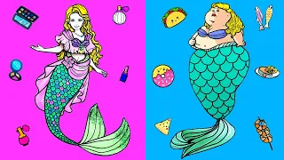 Paper Dolls Dress Up - Fat Mermaid Costumes Dresses Handmade Quiet Book - Barbie Story & Crafts