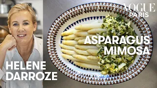 Chef Hélène Darroze cooks her white asparagus mimosa recipe | Vogue Kitchen | Vogue Paris