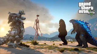 Godzilla and Kong vs Super Mechagodzilla and Siren Head - GTA V Mods