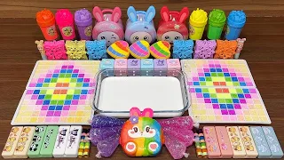 RAINBOW RABBITS I Mixing random into Glossy Slime I Relax with videos💕