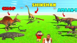 SHINCHAN vs CHOP vs AMAAN-T TEAM 😂 in Animal Revolt Battle Simulator | Dinosaur Game Hindi