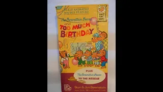 The Berenstain Bears & Too Much Birthday 1989 VHS