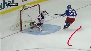 Martin Brodeur robs Kreider with the blocker