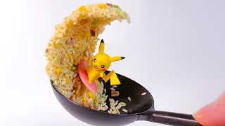 DIY Pikachu surfing on fried rice - Miniature fake food Polymer Clay Tutorial