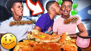HAVING A DYKE FLIRT WITH MY GAY TWIN BROTHER 🌈 TO SEE HOW HE REACTS..MUKPRANK KINGCRAB SEAFOOD BOIL
