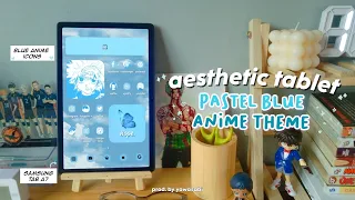 aesthetic tablet homescreen –; 🐦🌊 pastel blue anime theme