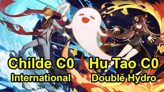 [4 stars weapons] Childe C0 International & Hu Tao C0 Double hydro abyss 3.8 Floor 12 Genshin impact