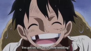 One Piece 825 - Sanji Cries and Luffy tells sanji they will crash Big Mom's Wedding