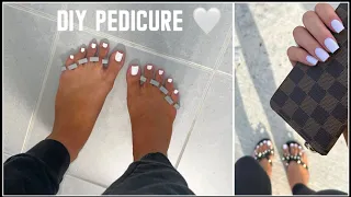 DIY PEDICURE 🤍 how I do the PERFECT at home pedicure with regular nail polish