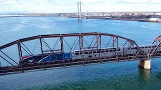 Amtrak Empire Builder Train Crosses The Columbia River in Southeastern Washington