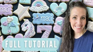 Sugar Cookie Decorating Ideas for UNICORN Themed Birthday Parties | FULL TUTORIAL