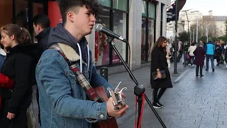 Sam Clifford on Grafton Street singing "Memories" by Maroon 5