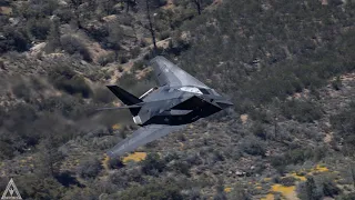 Two F-117s (and many other jets) Flying Low Level in the Sidewinder