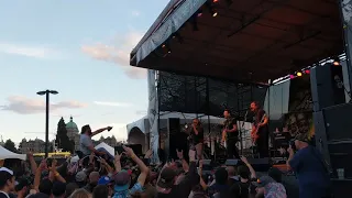 Crowdsurfing in a wheelchair at Skafest