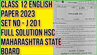 12th English Paper 2023 Set J 201 Full Solutions HSC English Paper 2023 Maharashtra State Board