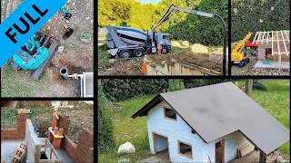 House construction RC scale, excavator, truck, crane. [full edit]