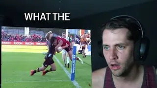 American reacts to BRUTAL Rugby hits (spine shattering rugby tackles)