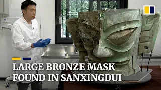 Restoration work underway on largest-ever bronze mask unearthed in China’s Sanxingdui ruins