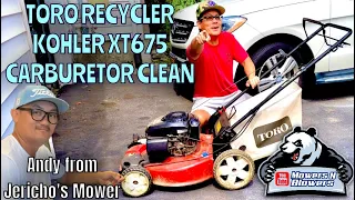 ANDY FROM JERICHO’S TORO KOHLER XT675 RECYCLER DOESN’T START & STALLS! HOW TO DO A CARBURETOR CLEAN