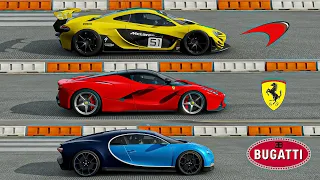 Forza7 Drag Race: Ferrari Laferrari Vs Veyron  Chiron, Mclaren P1 GTR