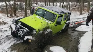 Jeep Wrangler at Famous Reading Outdoors in the snow