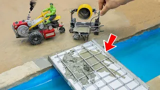 diy tractor make mini Concrete Bridge science project #4| diy tractor| water pump| @Sunfarming