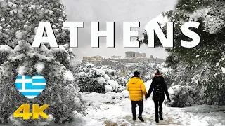 The most beautiful city in the World: Greece's Athens and the Acropolis blanketed in snow