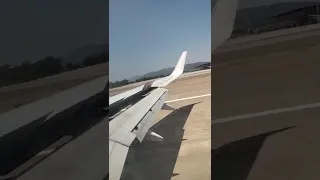 tui flight landing at Dalaman airport turkey.  from Birmingham.