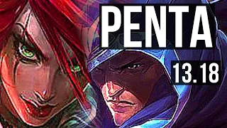 KATARINA vs TALON (MID) | Penta, 23/0/2, Legendary, 11 solo kills, 300+ games | KR Diamond | 13.18