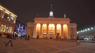 Russia, Moscow, metro night ride from Комсомо́льская to Добры́нинская