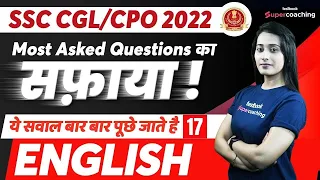 SSC CGL/CPO English Classes 2022 | English Most Asked Questions for SSC Exams - 17 | By Ananya Ma'am