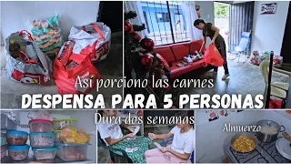 🛒 DESPENSA PARA 5 PERSONAS || ASÍ PORCIONO LAS CARNES|| || ALMUERZO FACIL Y RICO