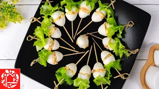 Amazing snack on skewers from quail eggs! Festive table recipe