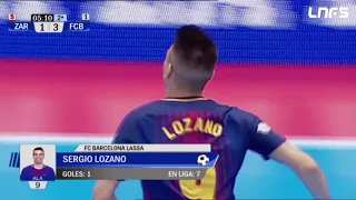 Gol Lozano (1-3) Ríos Renovables Zaragoza - FC Barcelona Lassa. Partido 1 Cuartos Final. Play Off