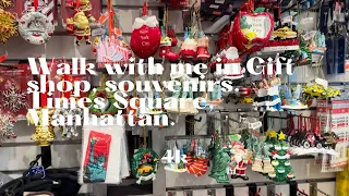 Walk with me in Gift Shop, souvenirs, Times Square, Manhattan, New York,4k.