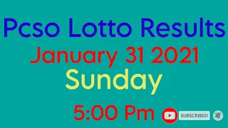 Pcso Lotto results January 31 2021 5:00 Pm l 2D lotto l 3D lotto