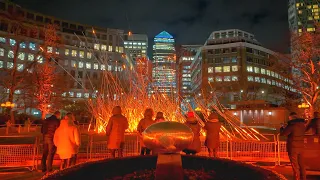 London Winter Lights 2024 | Canary Wharf Winter Lights Festival, London Night Walk | 4K HDR