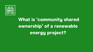 What is ‘community shared ownership’ of a renewable energy project?