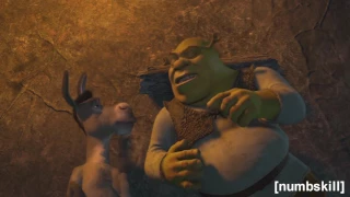Shrek but just the words Ogre(s), Shrek, Donkey, Layers, Farquad, and Fiona