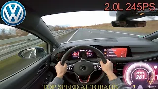 VW GOLF 8 GTI 245 PS  ACCELERATION & TOP SPEED ON AUTOBAHN